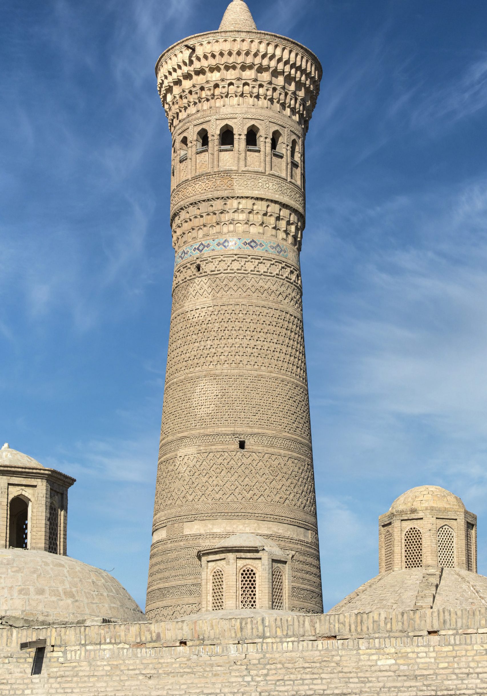 Minaret in the historic old town of Bukhara (also called Buchara or Buxoro) is listed as UNESCO World Heritage Site. Bukhara was one of the most important oasis and place of caravanserais at the Great Silk Road.